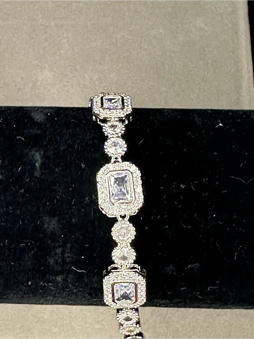 Elegant Silver-Tone Crystal Link Bracelet - Silver